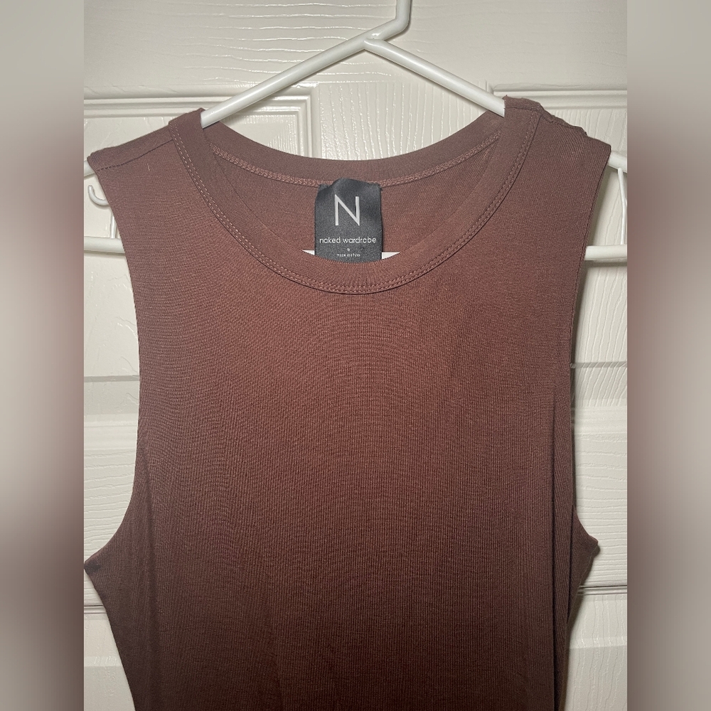 Naked Wardrobe Bodycon Chocolate brown Maxi Dress Size Med